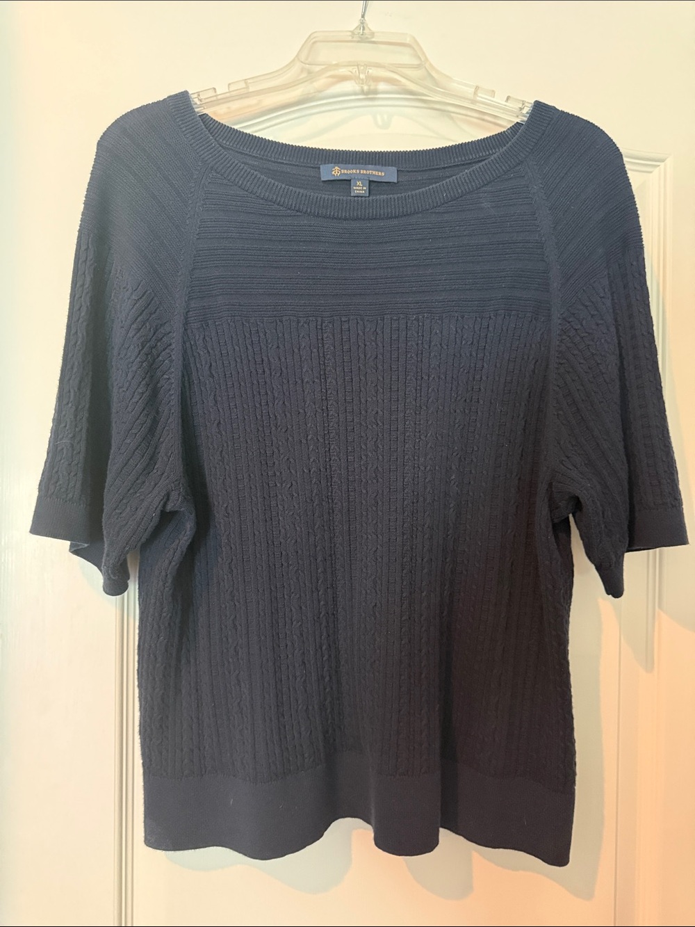 Brooks Brothers Navy Blue Ribbed Crew Sweater